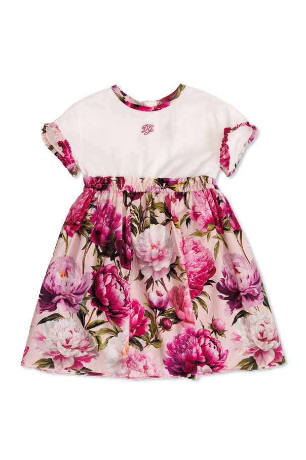 Cotton Dress with Embroidered Logo od Dolce & Gabbana Kids
