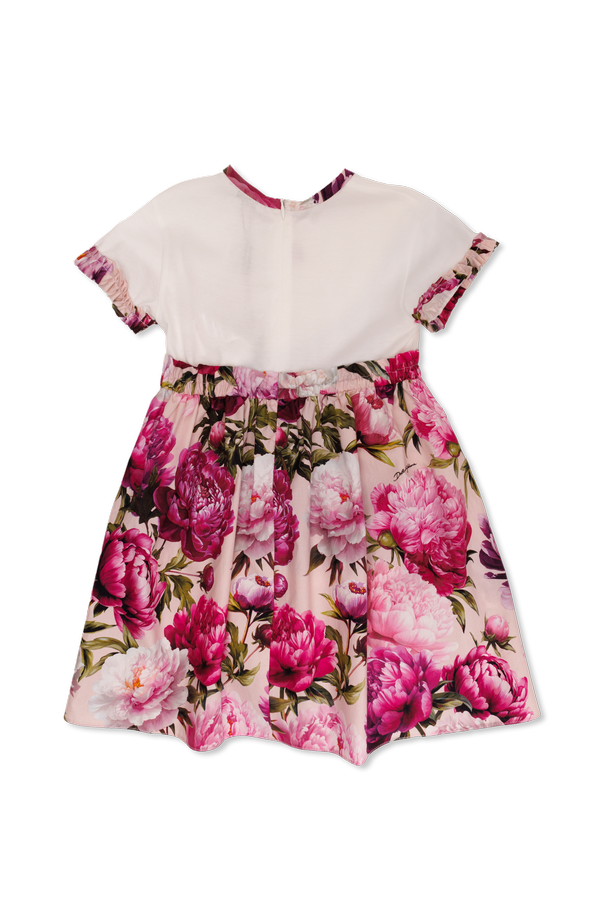 Dolce & Gabbana Kids Vestido de algodão com logótipo bordado