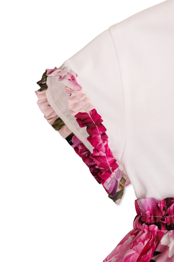 Dolce & Gabbana Kids Vestido de algodão com logótipo bordado