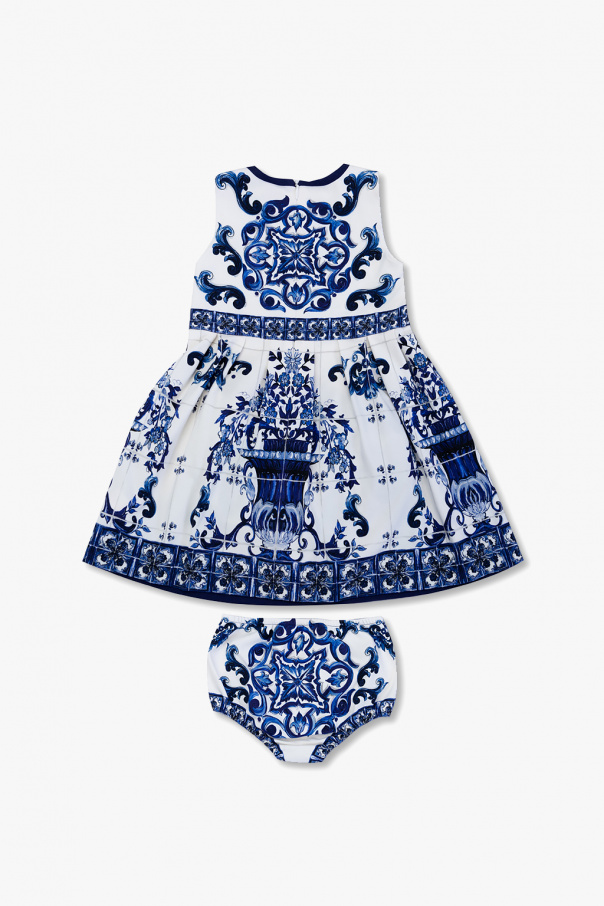 Dolce & Gabbana polka dot jacquard tie Kids Dress & briefs set
