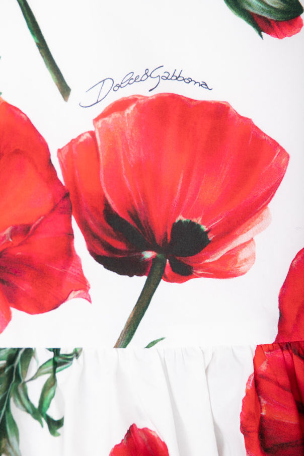 Dolce & Gabbana logo-patch short-sleeve T-shirt Dress with floral motif