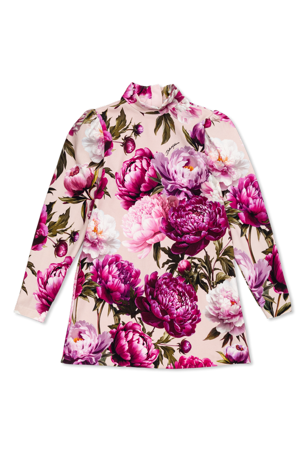 Cotton dress with floral motif od Dolce & Gabbana Kids