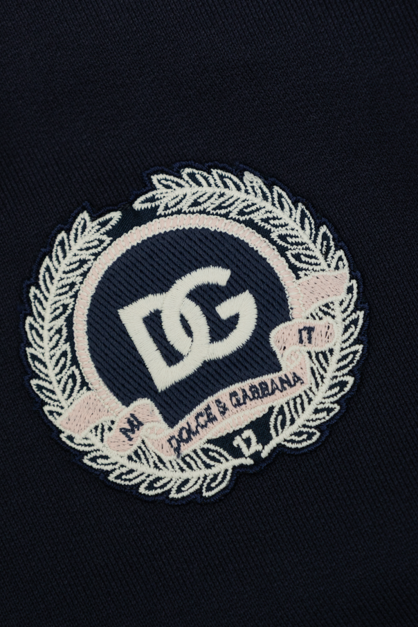 Dolce & Gabbana Kids Bawełniana sukienka z naszywką z logo