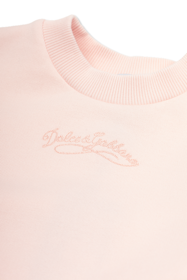 Dolce & Gabbana Kids Baumwollkleid mit gesticktem Logo
