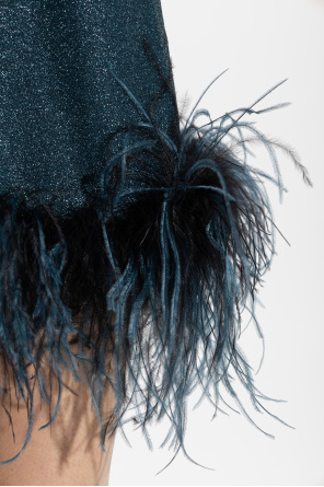Oseree Dress with lurex thread and feathers