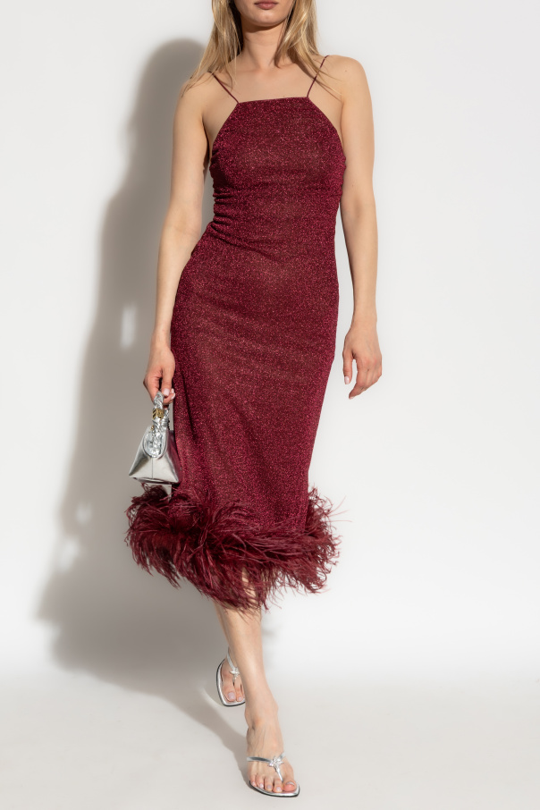 Oseree Kleid mit Straußenfederbesatz