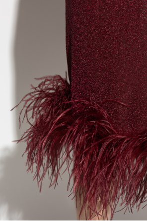 Oseree Kleid mit Straußenfederbesatz