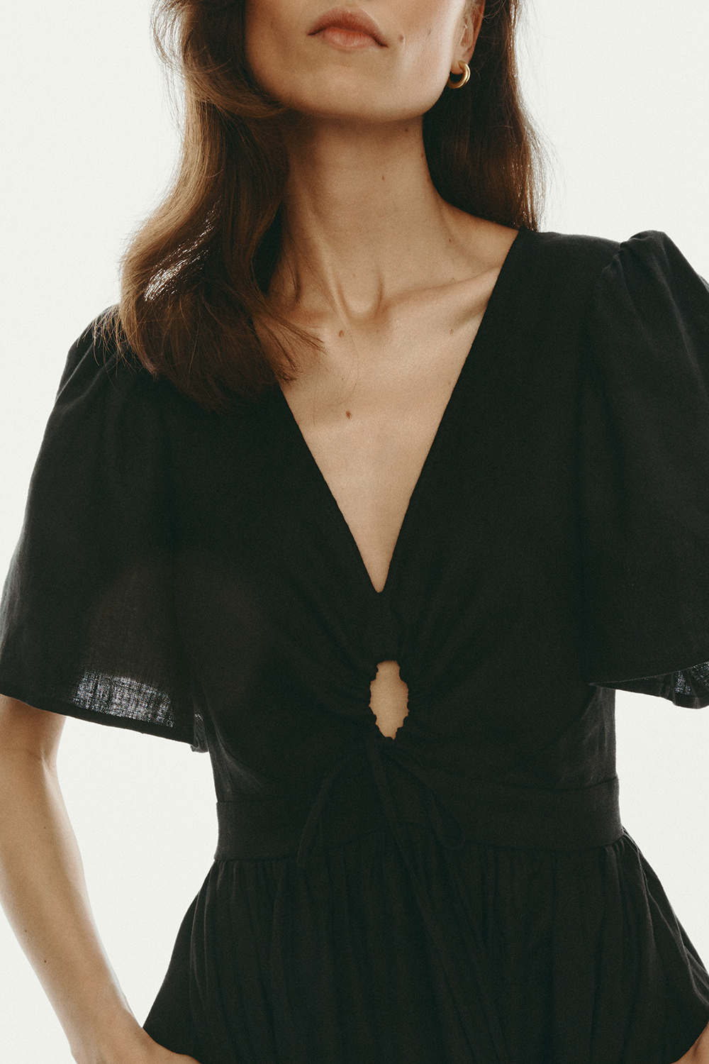 black panelled maxi dress ‘Talia’ linen dress