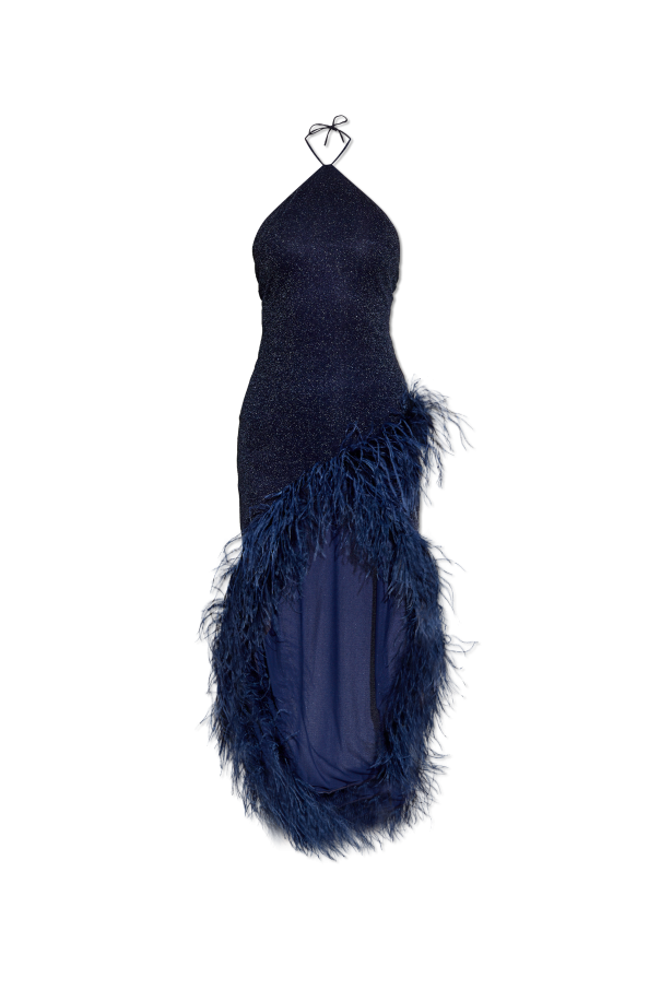 Oseree Dress with ostrich feathers