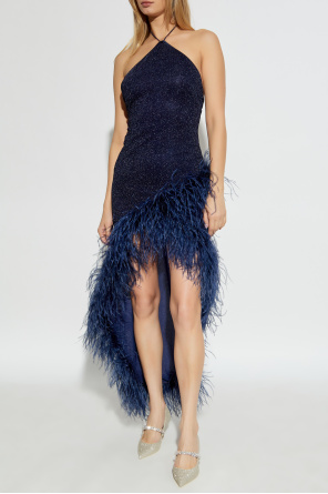 Oseree Dress with ostrich feathers