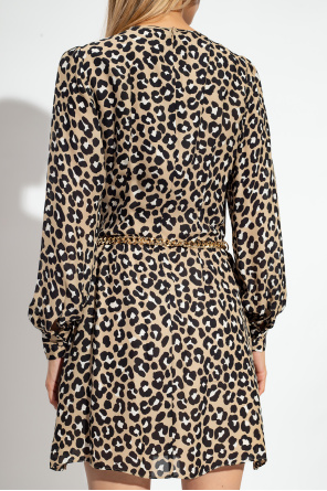 Straight-leg velour lounge pants Dress with animal motif