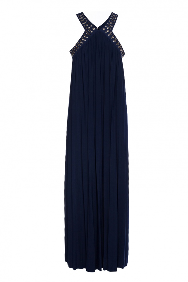 michael kors navy dress with gold studs