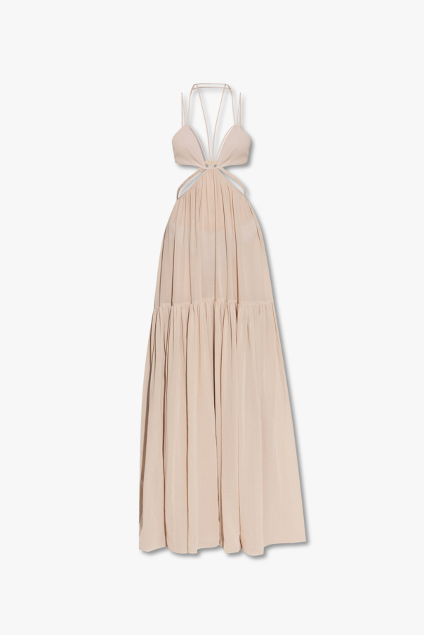 Nensi Dojaka Bridesmaid Occasion Sequin Knot Front Maxi Dress