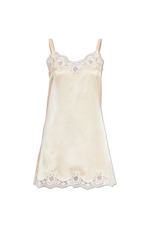 Silk slip with lace inserts