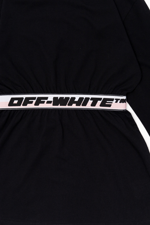 Off-White Kids Cotton dress distressed with logo