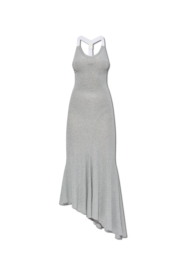 Off-White Prążkowana sukienka z odkrytymi ramionami