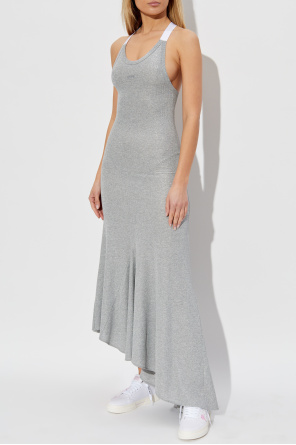 Off-White Prążkowana sukienka z odkrytymi ramionami