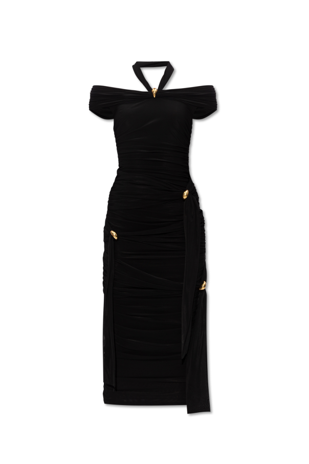 Blumarine Drapowana sukienka z odkrytymi ramionami