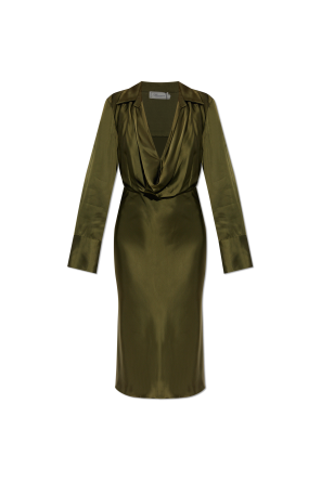 Satin dress with long sleeves