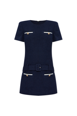 Vestido de tweed con cinturón