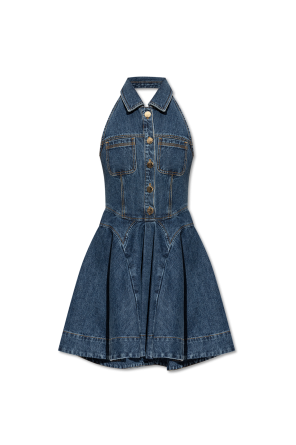 Denim dress with open back