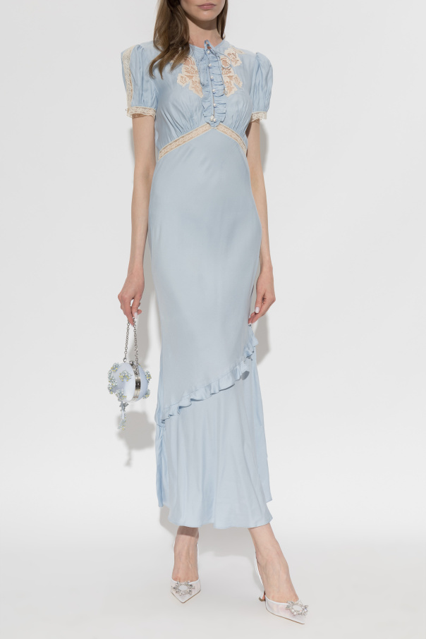 Self-Portrait Satin dress with lace inserts