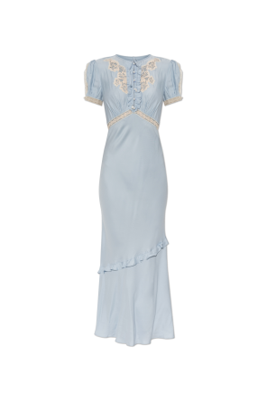Satin dress with lace inserts