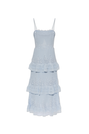 Pleated dress with lace inserts
