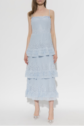 Self-Portrait Pleated dress with lace inserts