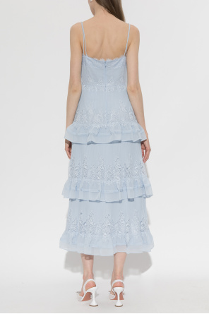 Self-Portrait Pleated dress with lace inserts