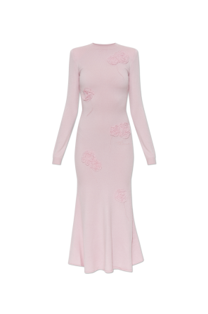Knit dress with lace appliqués