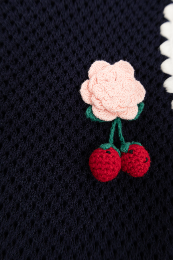 Self-Portrait Kids Strickkleid mit Blumenmuster