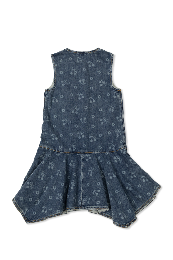 Self-Portrait Kids Vestido vaquero de corte asimétrico