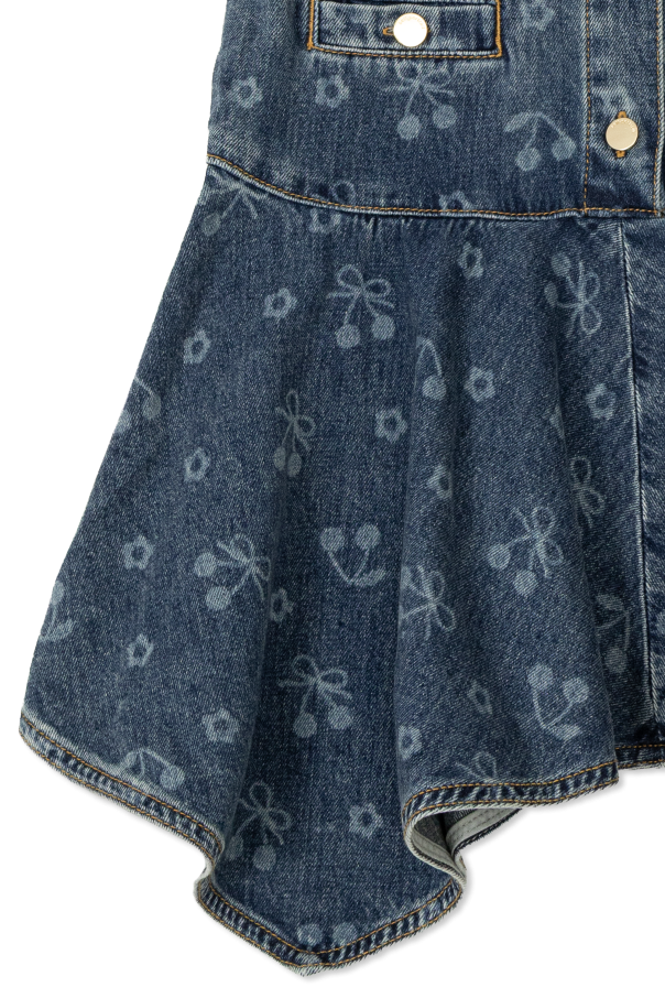 Self-Portrait Kids Vestido vaquero de corte asimétrico