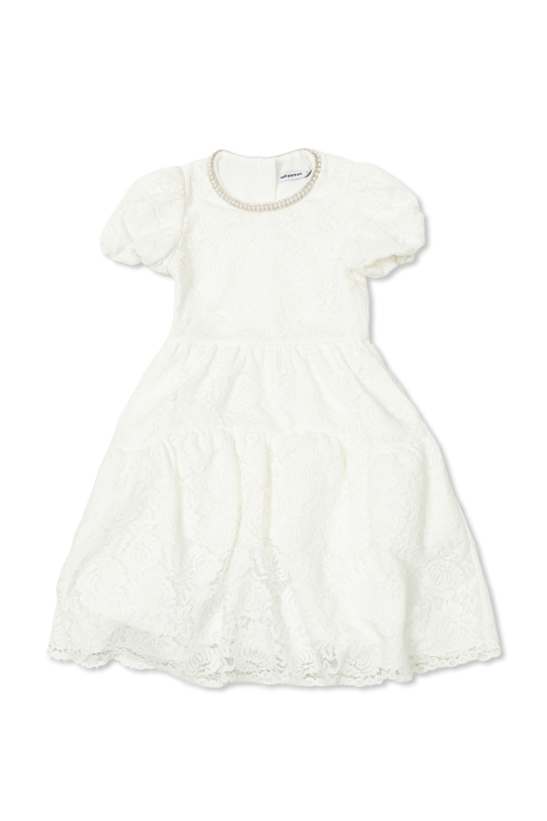 Lace dress with shimmering appliqués at the neckline od Self-Portrait Kids