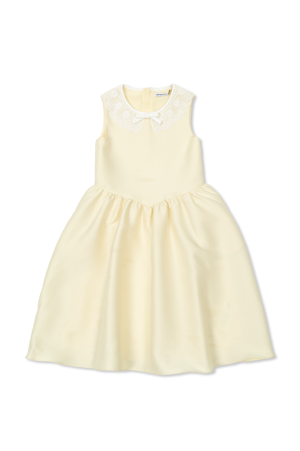 Self-Portrait Kids Vestido con cuello de encaje