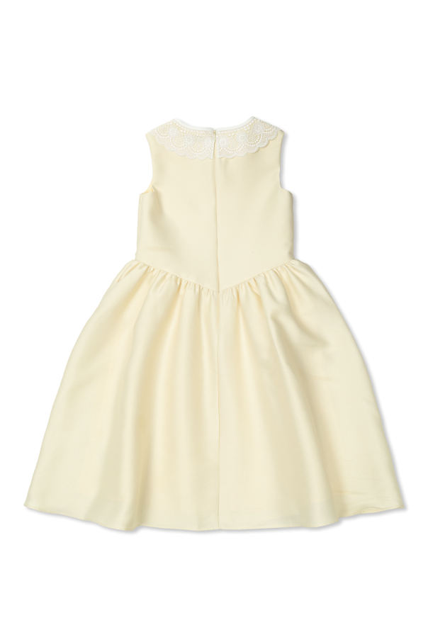 Self-Portrait Kids Vestido con cuello de encaje