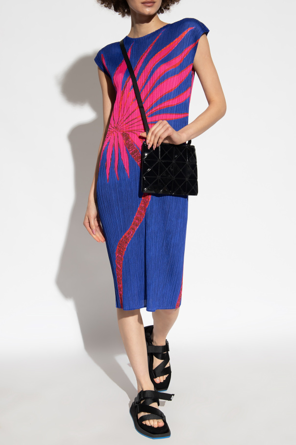 Issey Miyake Pleats Please Pleated Patchwork-Look dress