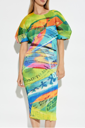 Pleats Please Issey Miyake Pleated dress with print