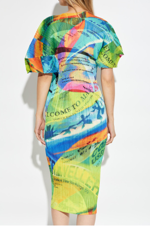 Pleats Please Issey Miyake Pleated dress with print