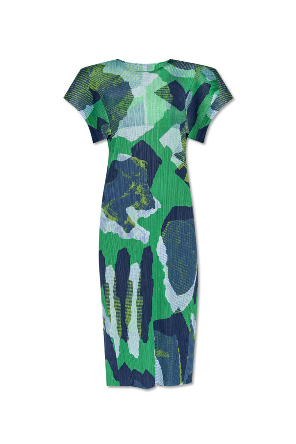 Pleats Please Issey Miyake Pleated dress with print