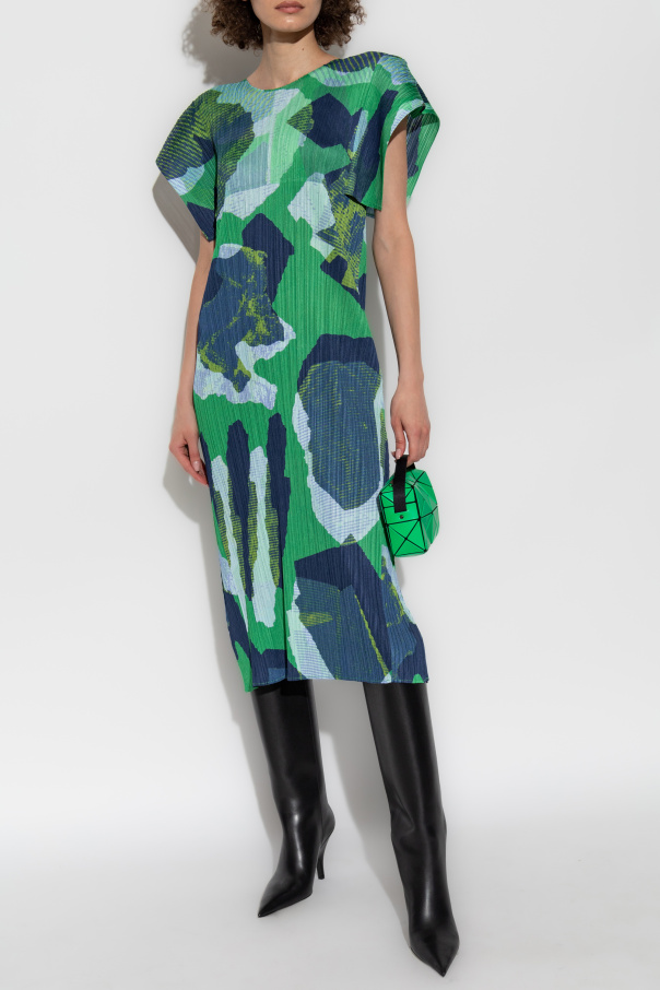 Pleats Please Issey Miyake Pleated dress with print