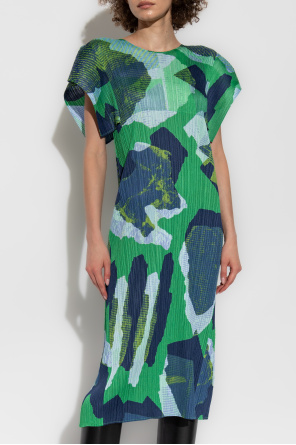 Pleats Please Issey Miyake Pleated dress with print