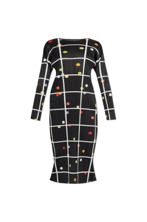 Pleated dress with print