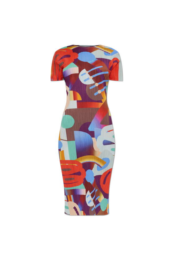 Pleated dress with short sleeves od Pleats Please Issey Miyake
