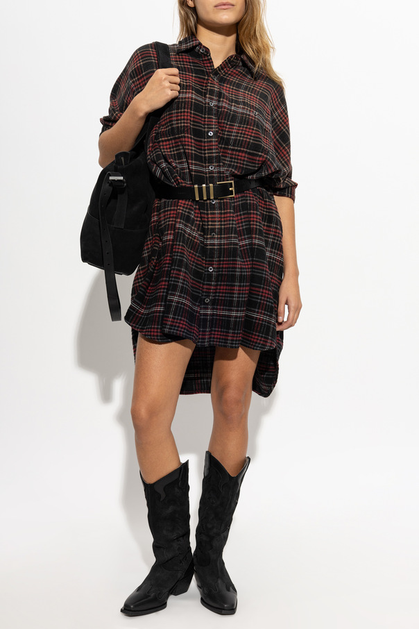 R13 Vestido camisola com padrão xadrez