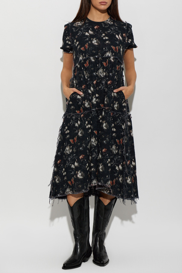 R13 Raw-edged midi dress