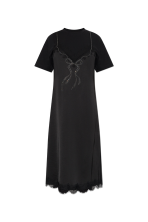 Long dress with sewn-in lace