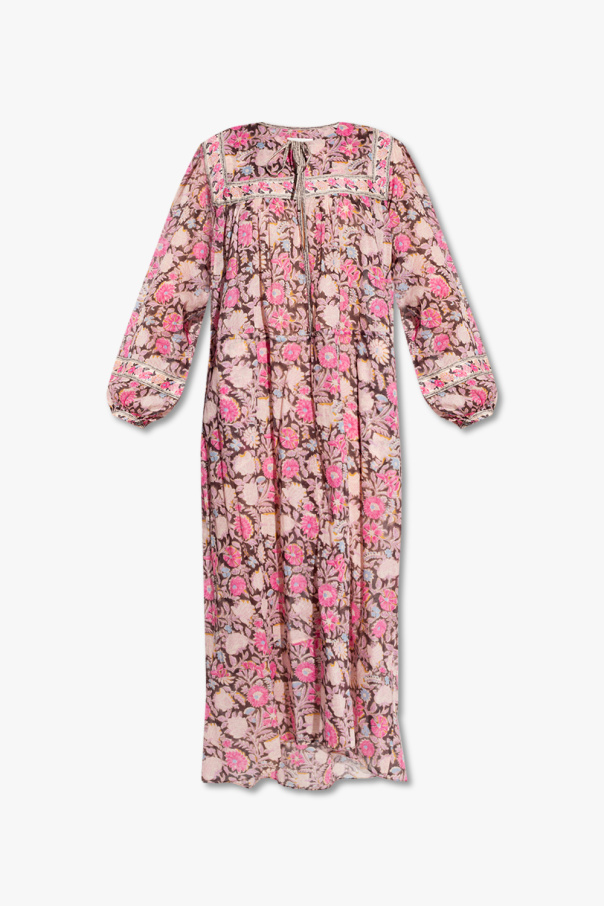 Marant Etoile ‘Greila’ dress Khaki with floral motif