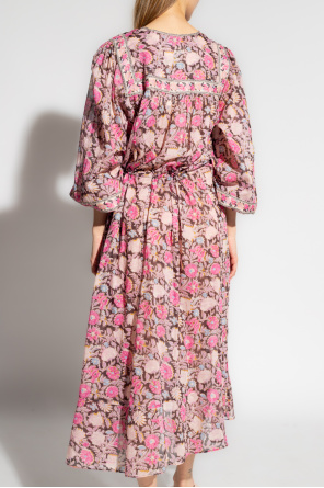 Marant Etoile ‘Greila’ dress Khaki with floral motif